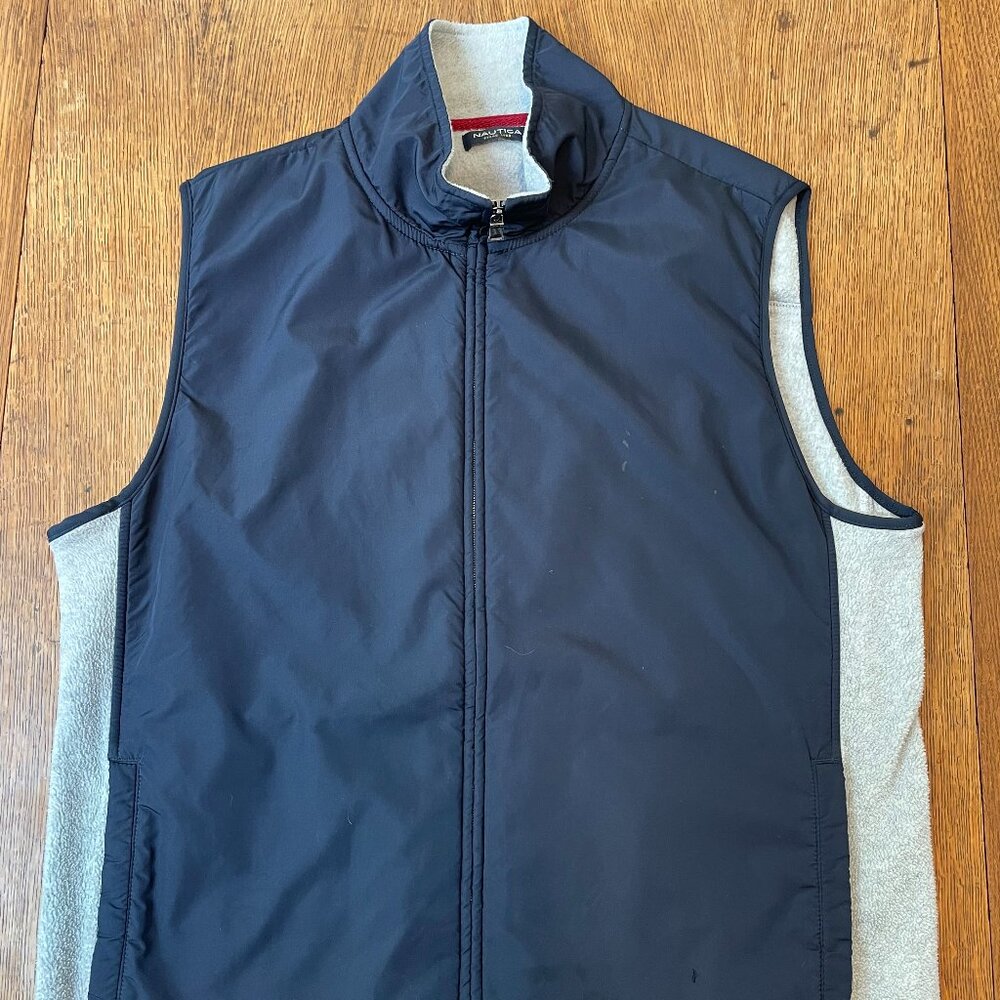 Nautica Fleece Vest - Large, Navy Blue & Grey